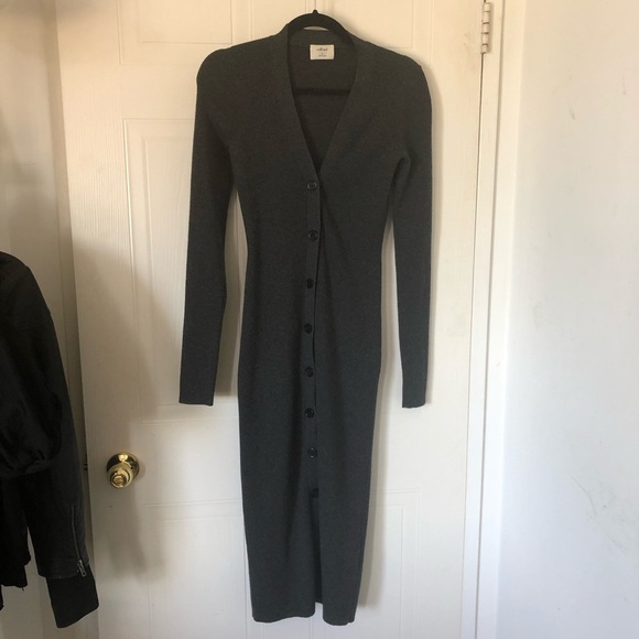 Wilfred Hariette Grey Ribbed button-down Body-hugging Dress—Merino Wool - Picture 2 of 14